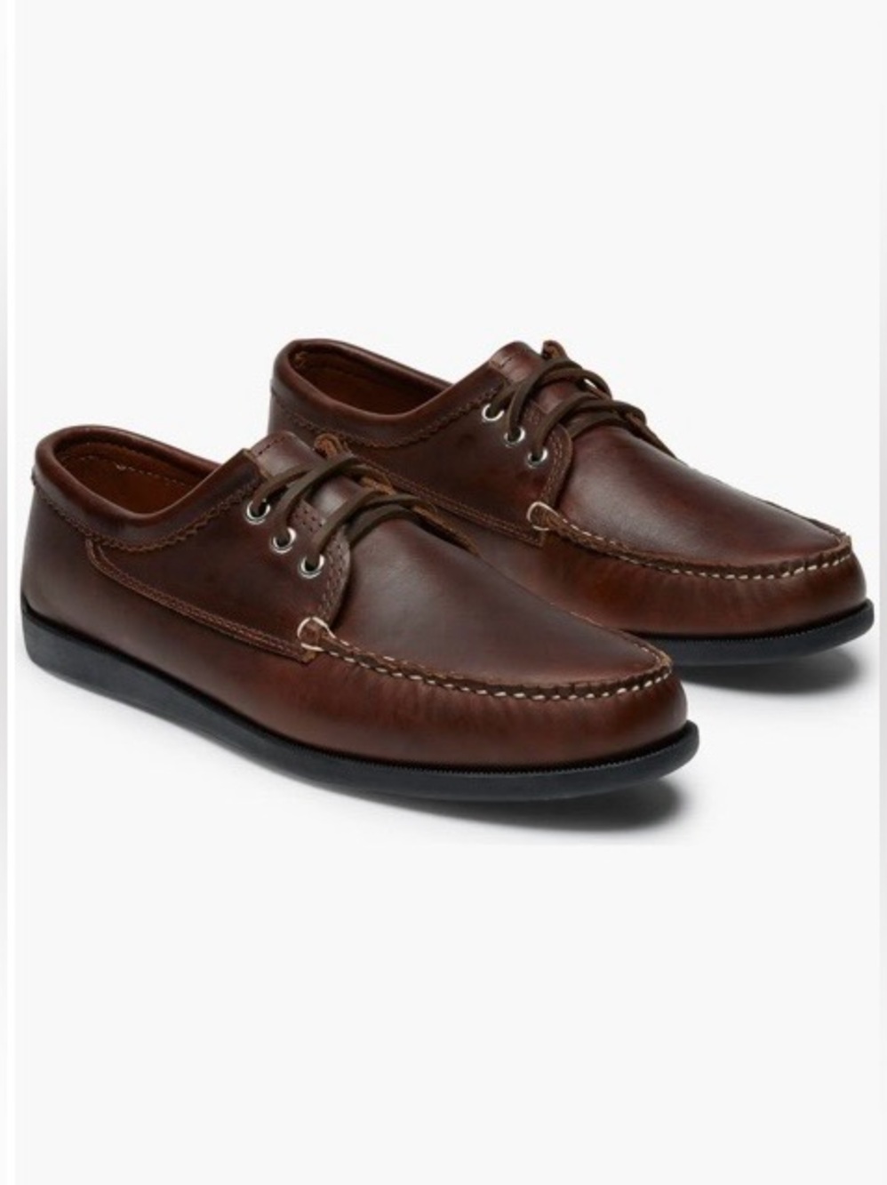 Quoddy Brown Leather 2-Eye Moccasin Boat Shoes Size 10